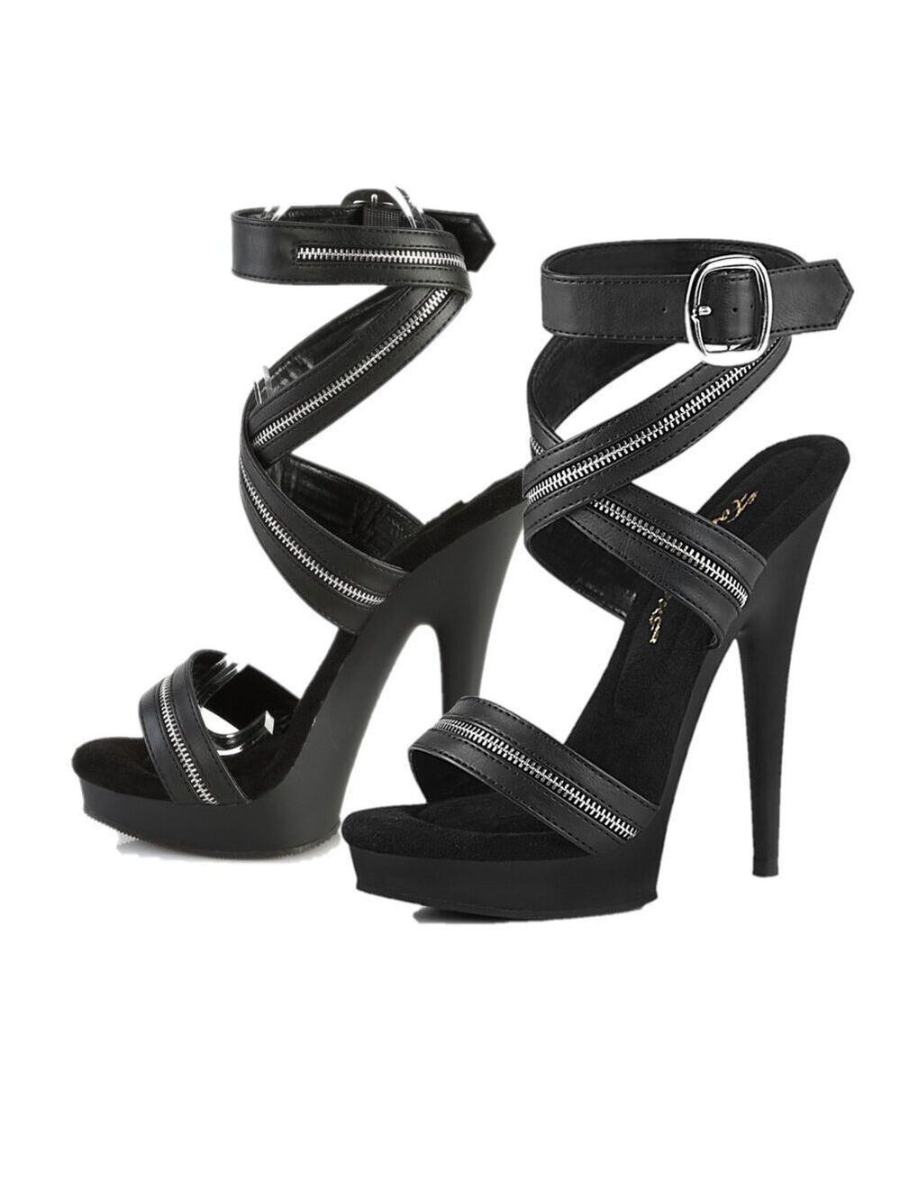 Sultry 6" High Heel Platform Cross Wrap Zipper Strap Sandals Shoes